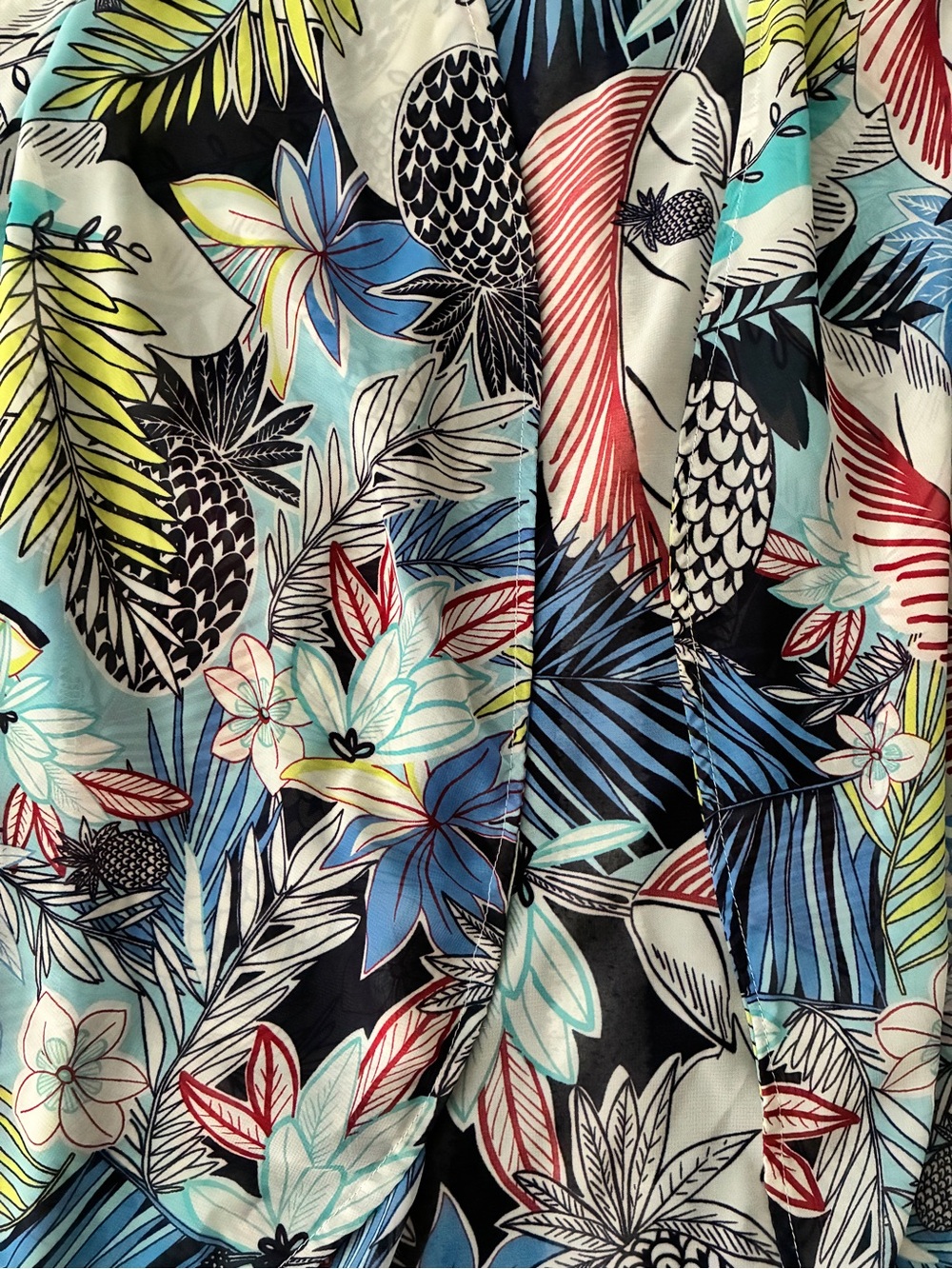 Chenault Tropical Pineapple Resort Cardigan Coverup Flutter Sleeve, Small, EUC - Picture 4 of 8